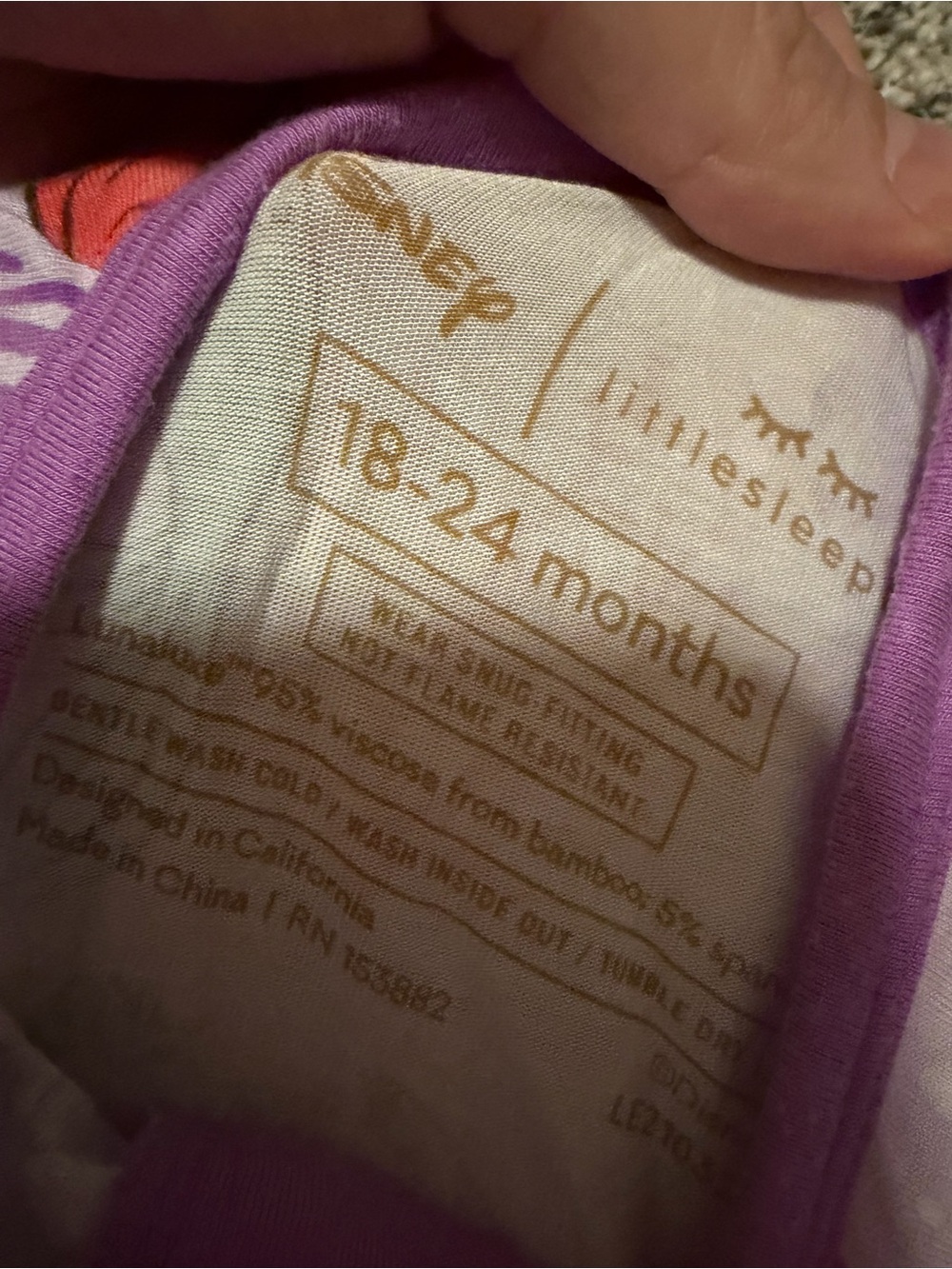 Little Sleepies Purple Ariel Print Worn twice no stains great condition - Picture 2 of 2